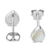 Mother of Pearl Pear Shaped Drop Silver Stud Earrings, e150